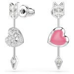 Idyllia drop earrings Mixed cuts, Heart with arrow, White, Rhodium plated